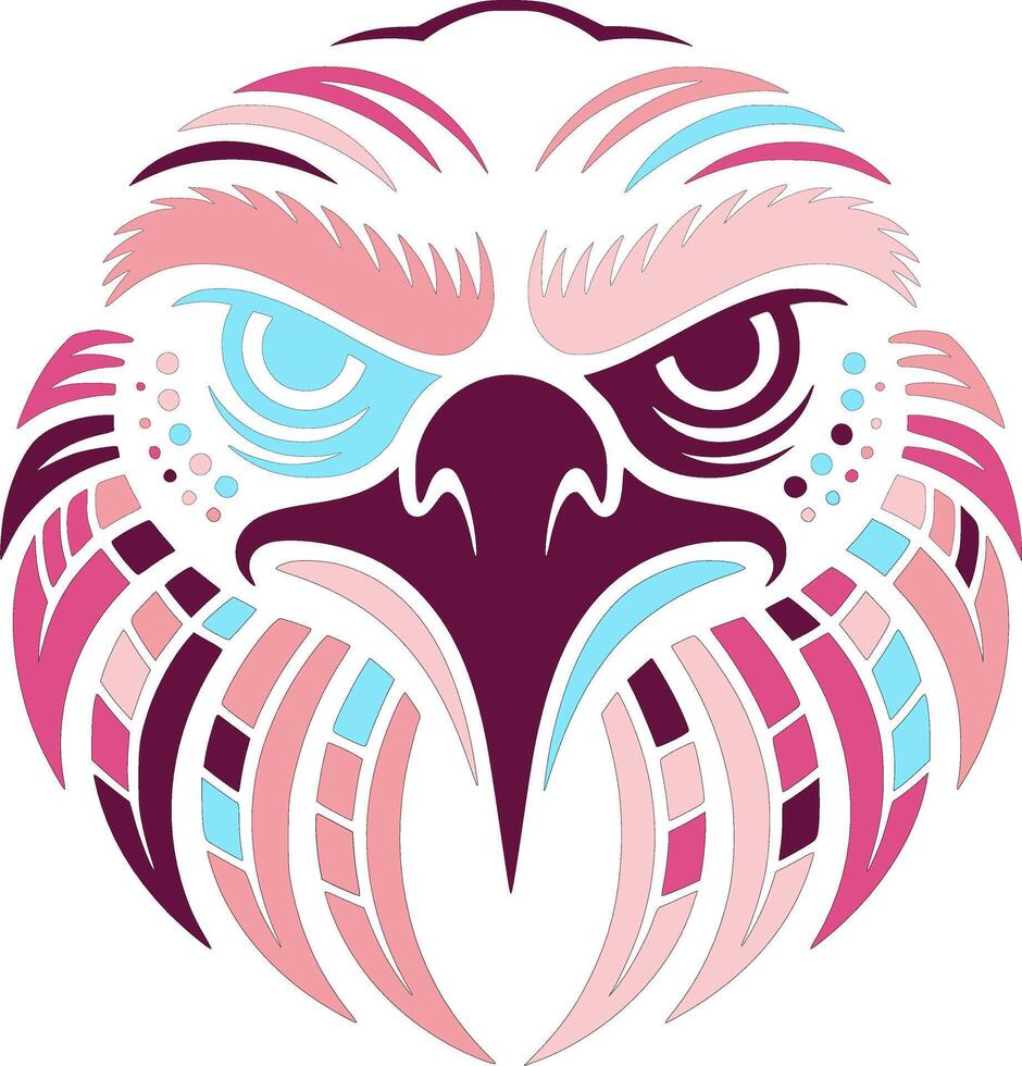 Ancient Stylized Tribal Eagle Face Design vector