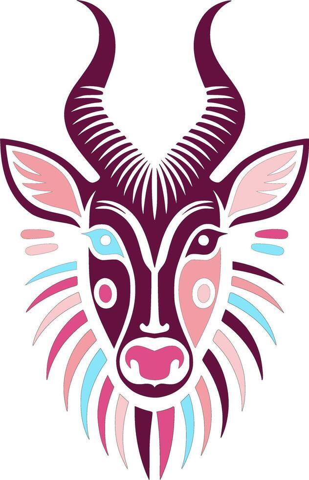 Elegant Stylized Tribal Grysbok Face Design vector