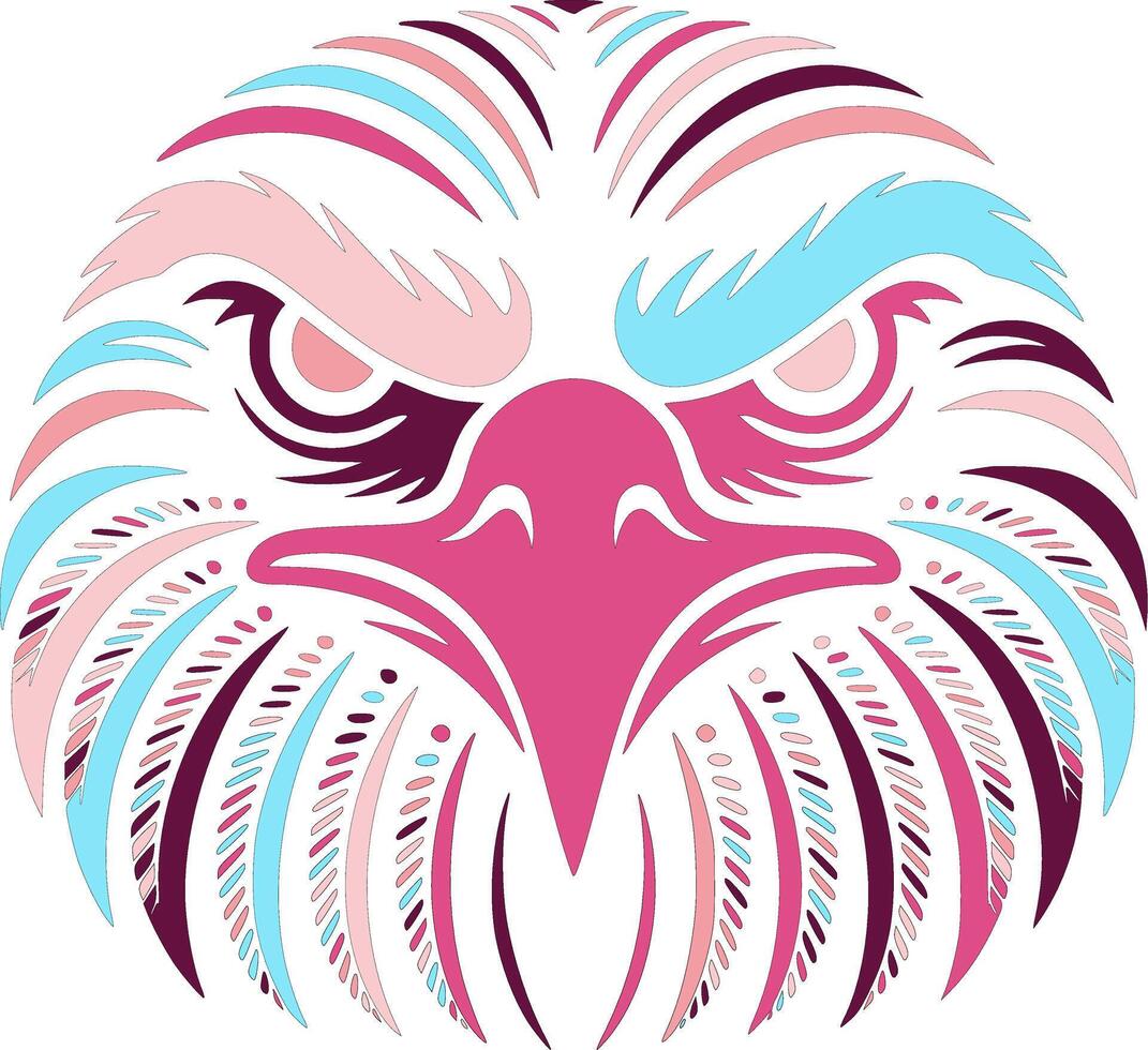Iconic Stylized Tribal Eagle Face Design vector