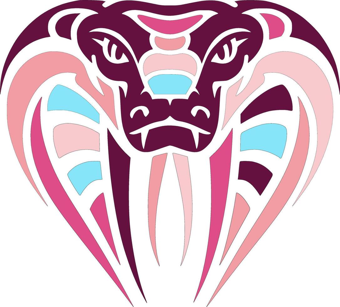 Decorated Tribal King Cobra Face Design vector