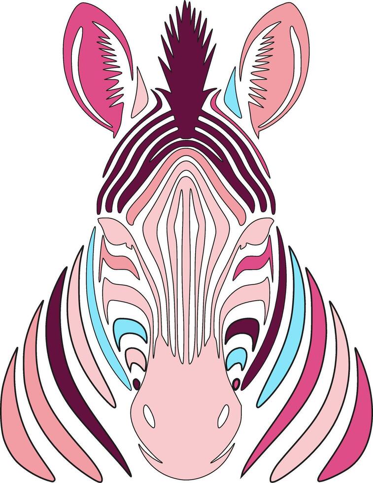 Colorful Zebra Head Art Design Graphic vector