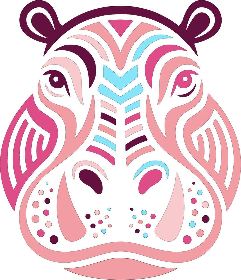 Abstract Hippopotamus Head Art Design vector