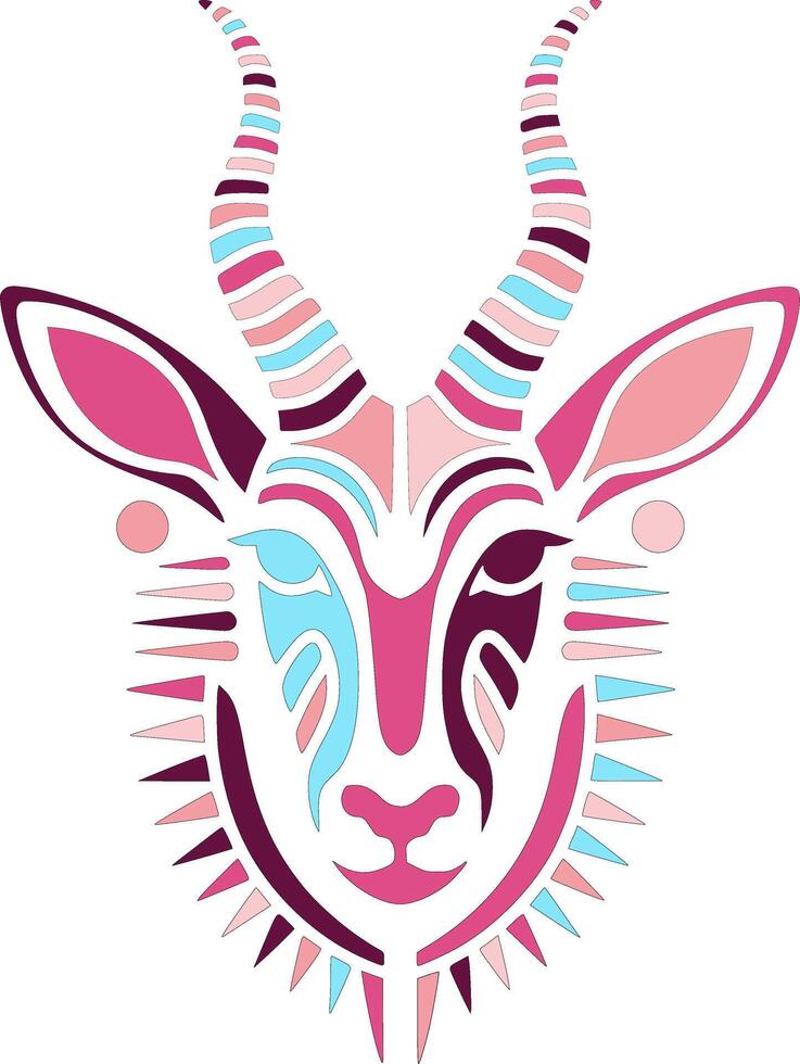 Ancient Tribal Roan Antelope Face Design vector