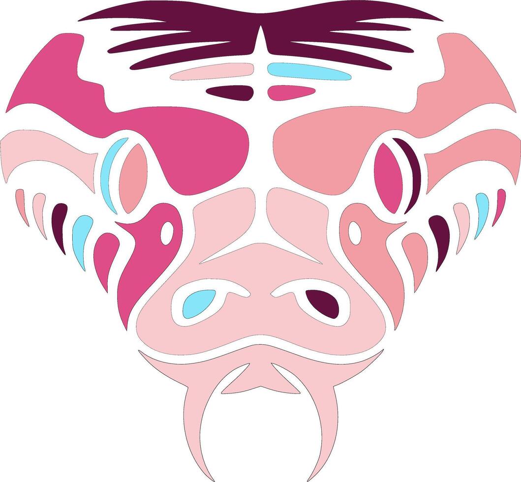 Elegant Tribal Boa Constrictor Face Design vector
