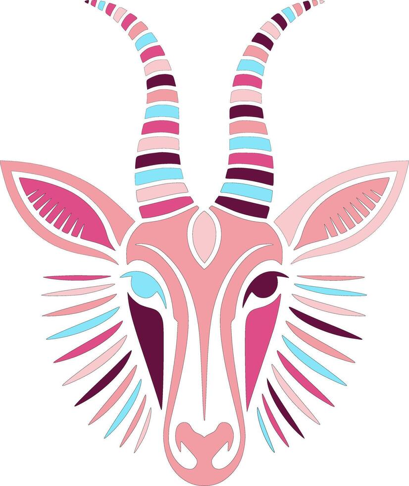Mystical Tribal Sable Antelope Face Design vector