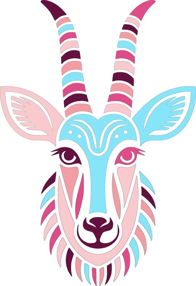 Iconic Tribal Sable Antelope Face Design vector