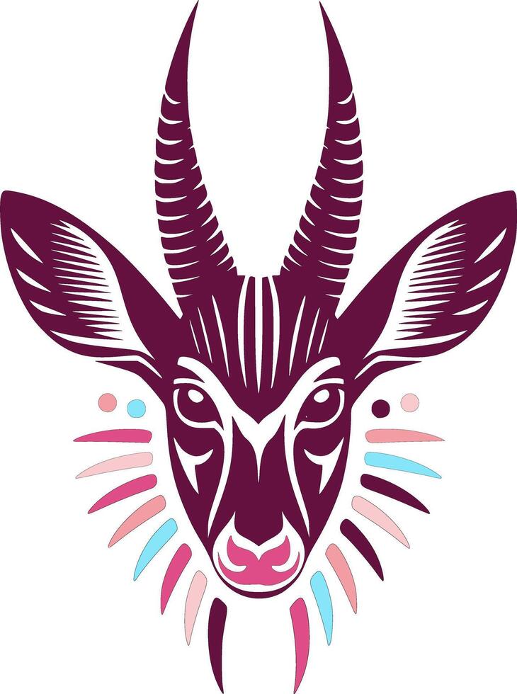 Stylized Tribal Bushbuck Face Design vector