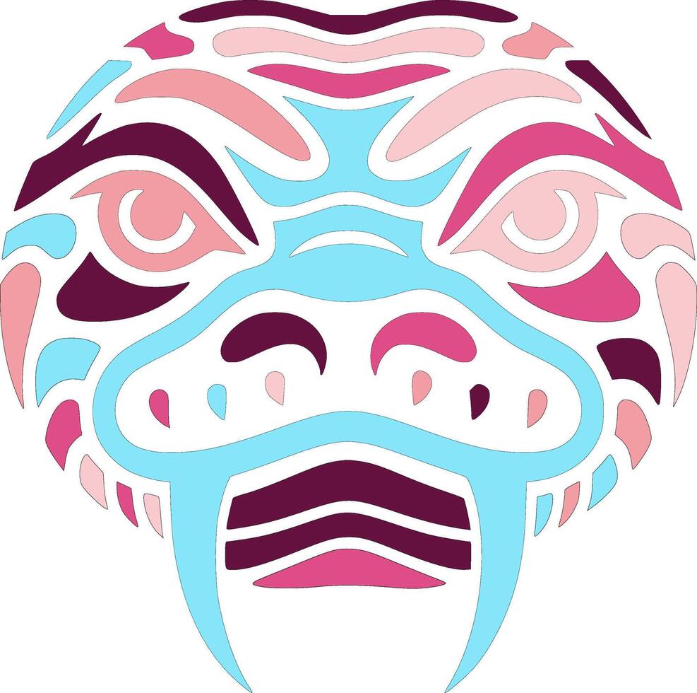 Elegant Stylized Tribal Anaconda Face Design vector