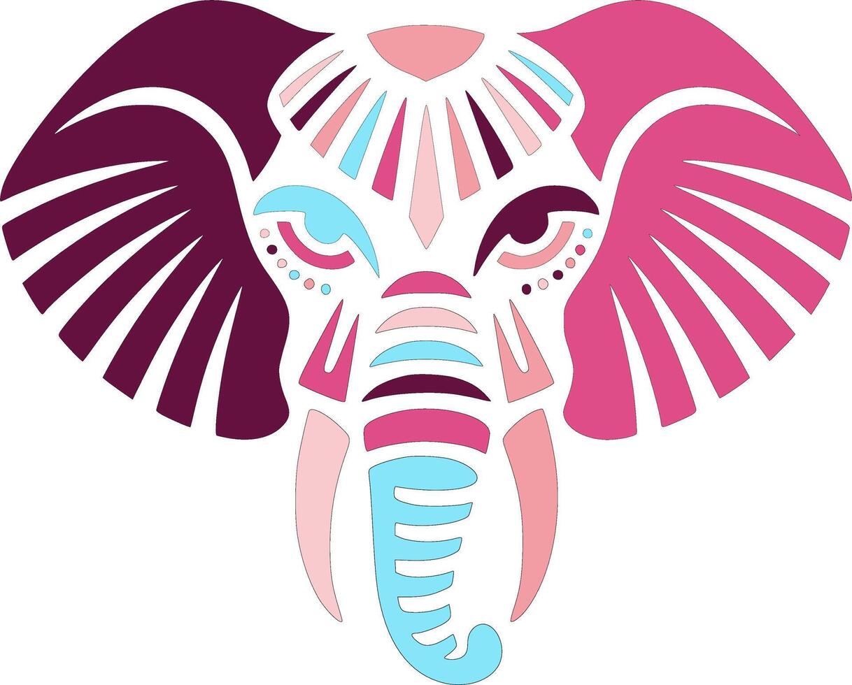 Pink Abstract Elephant Head Art vector