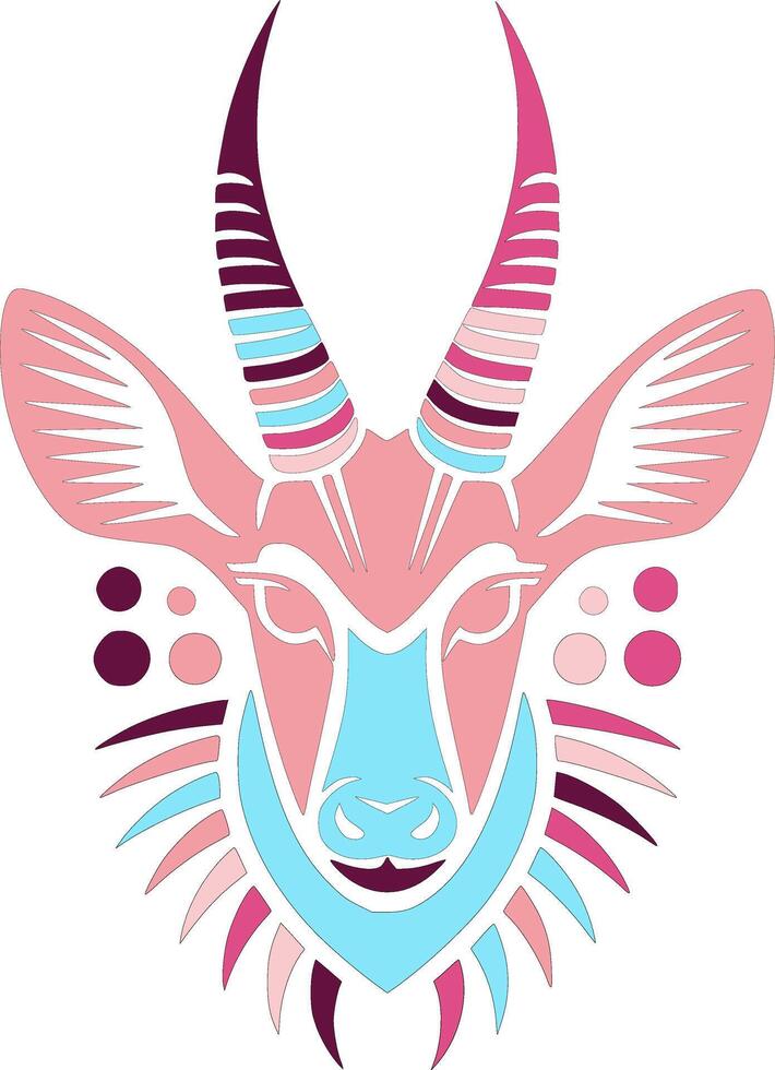 Mystical Stylized Tribal Bushbuck Face Design vector