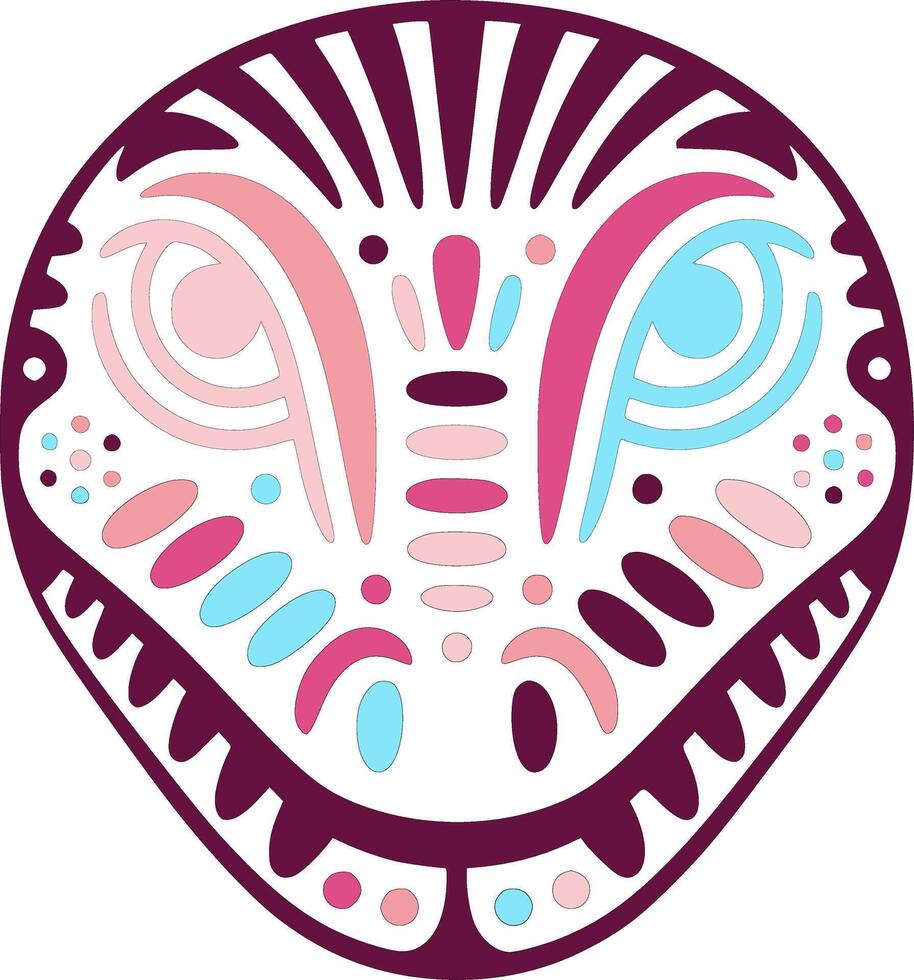 Decorated Mexican Beaded Lizard Face Design vector