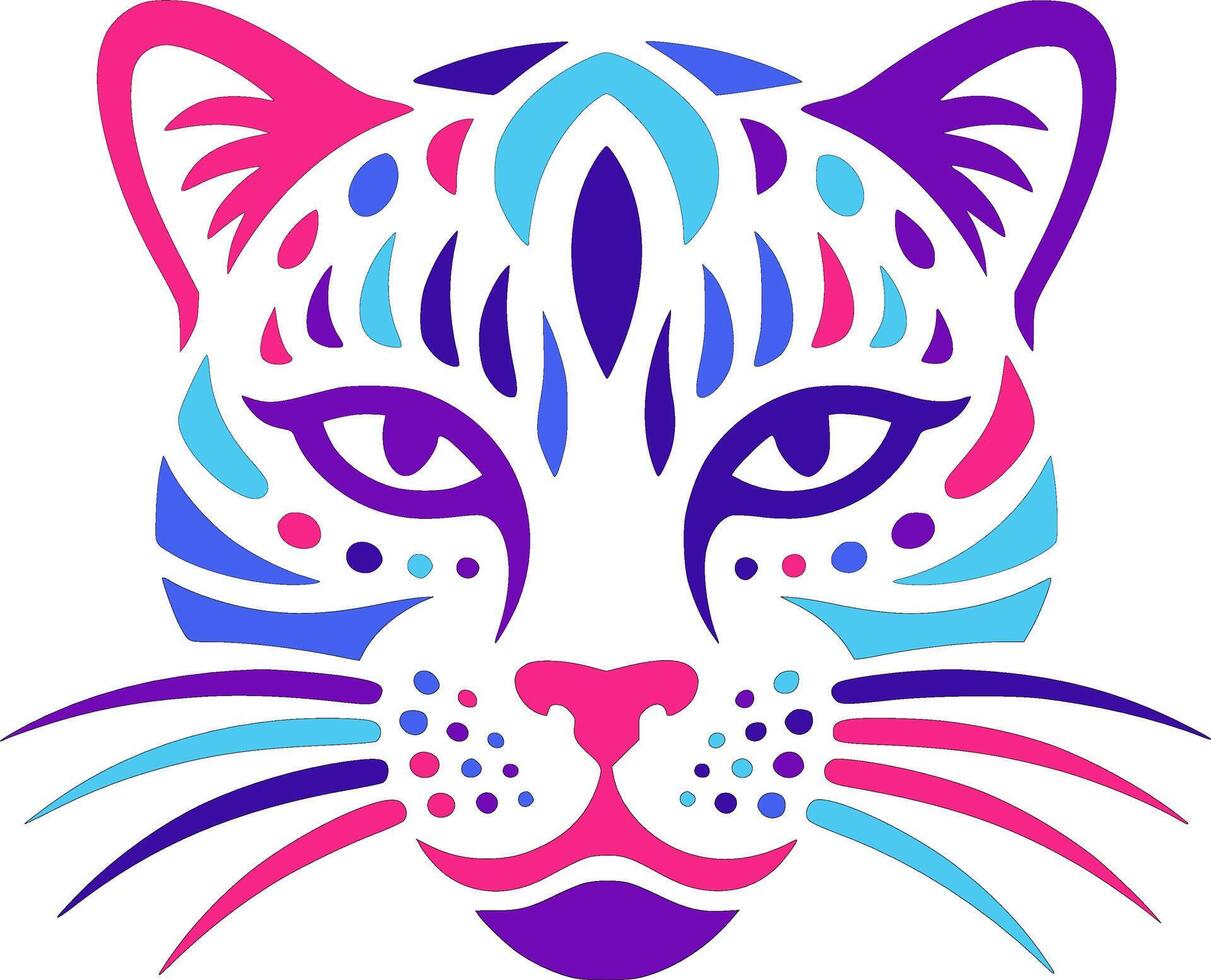 Iconic Tribal Leopard Cat Face Design vector