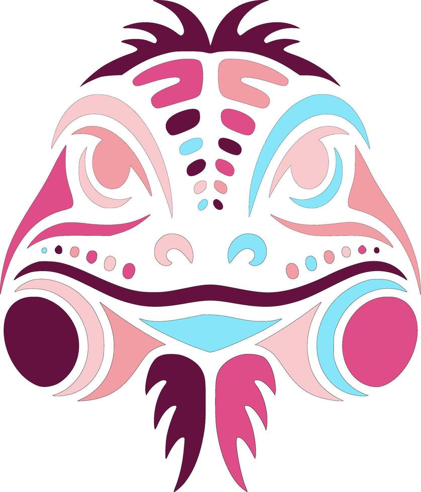 Iconic Stylized Tribal Iguana Face Design vector