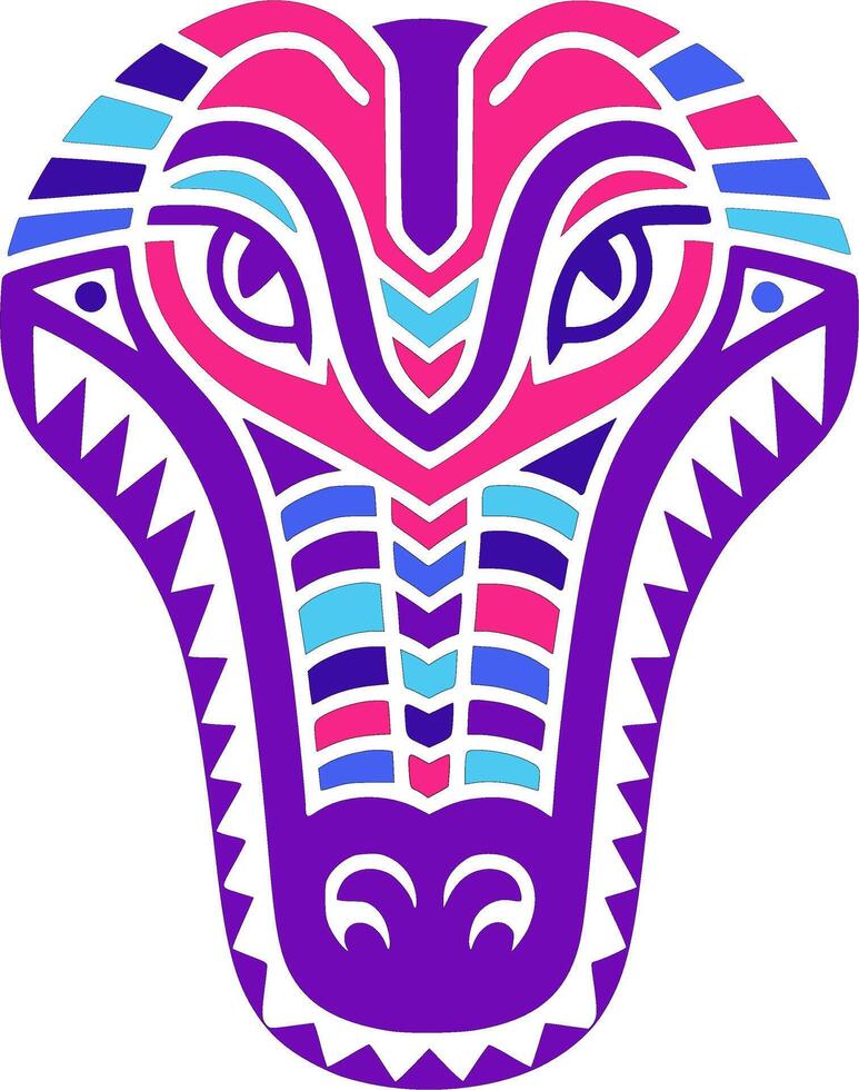 Iconic Stylized Tribal Alligator Face Design vector