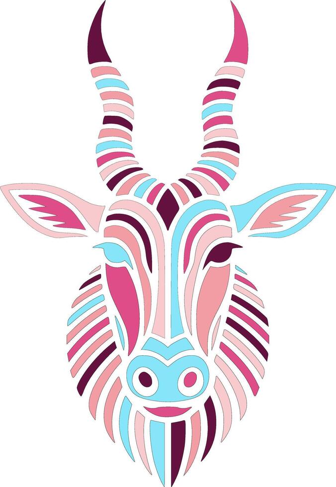 Iconic Stylized Tribal Eland Face Design vector
