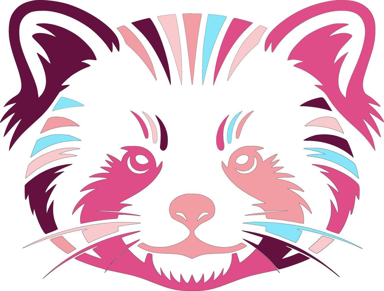 Stylized Red Panda Head Design Art vector