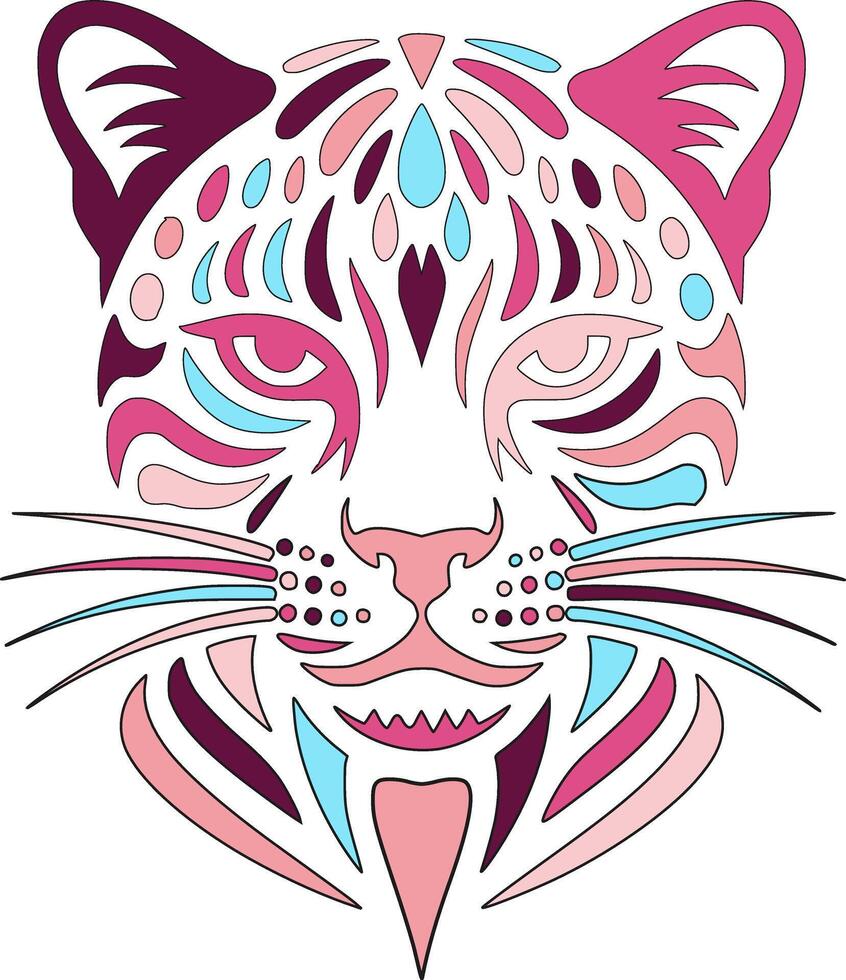 Tribal Leopard Cat Face Design vector