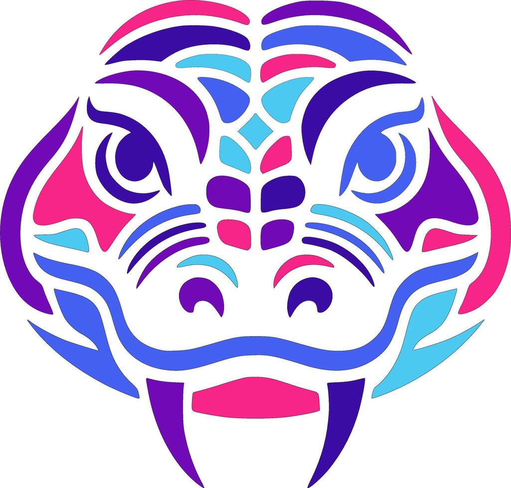 Mystical Tribal Komodo Dragon Face Design vector