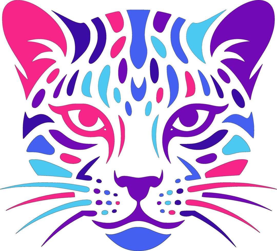 Ancient Tribal Leopard Cat Face Design vector