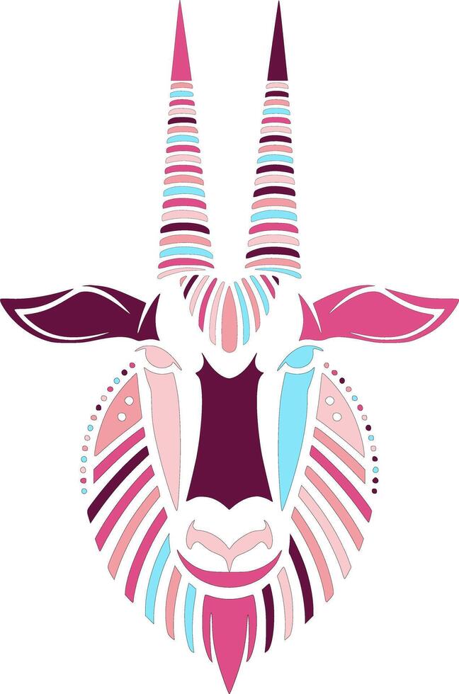 Iconic Tribal Beisa Oryx Face Design vector