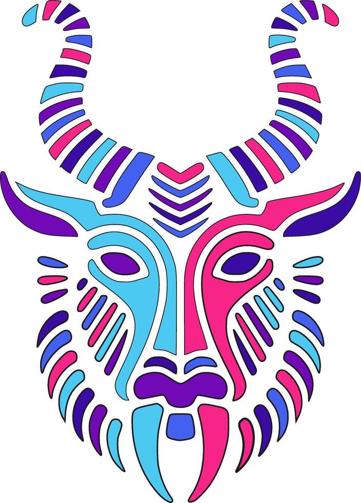 Stylized Tribal Markhor Face Design vector