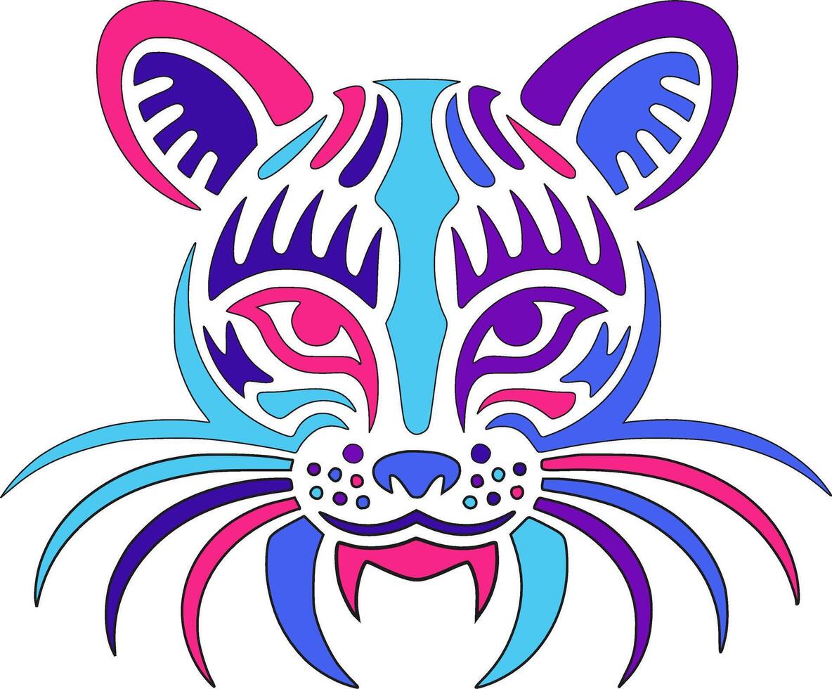 Fierce Stylized Tribal Ringtail Face Design vector