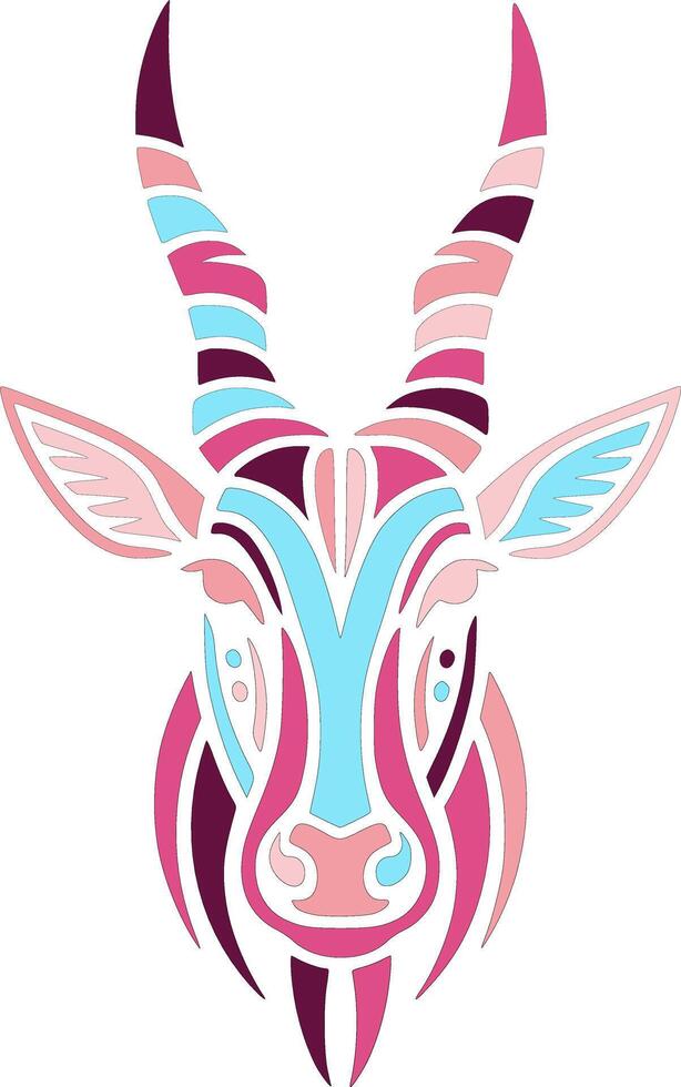 Mystical Stylized Tribal Eland Face Design vector
