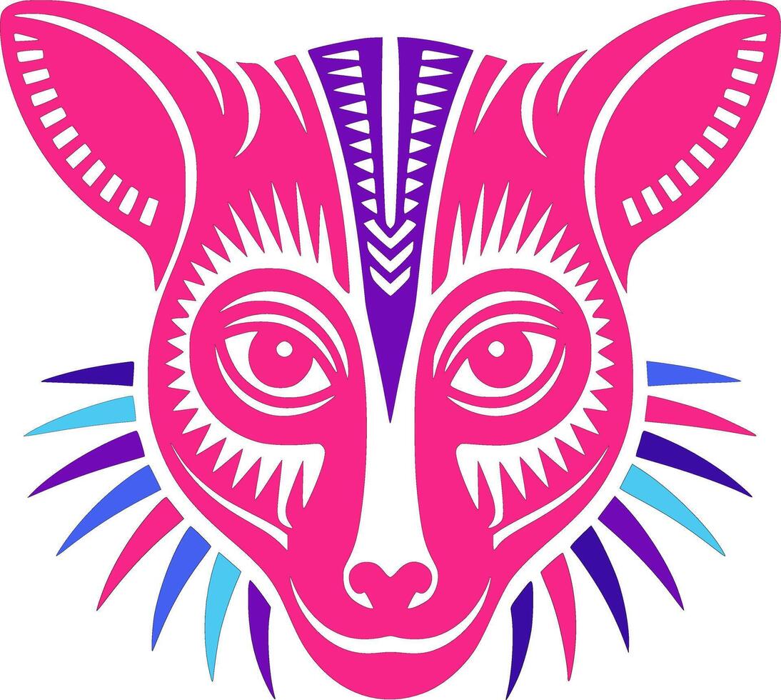 Iconic Stylized Tribal Galago Face Design vector
