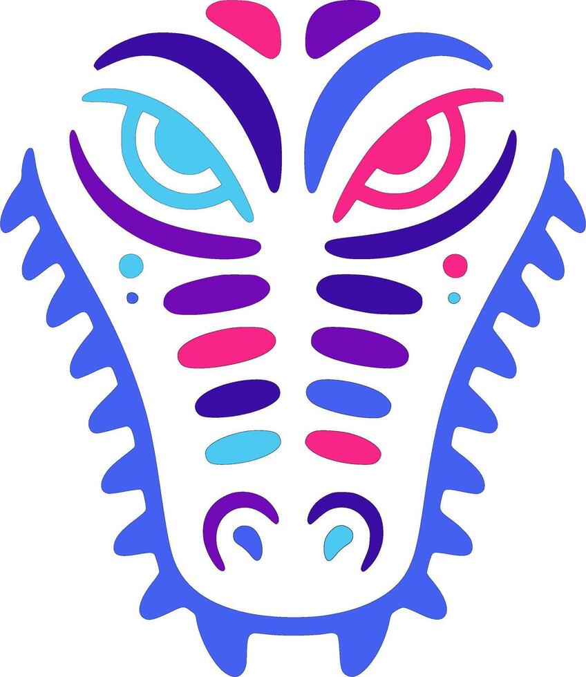 Ancient Stylized Tribal Crocodile Face Design vector
