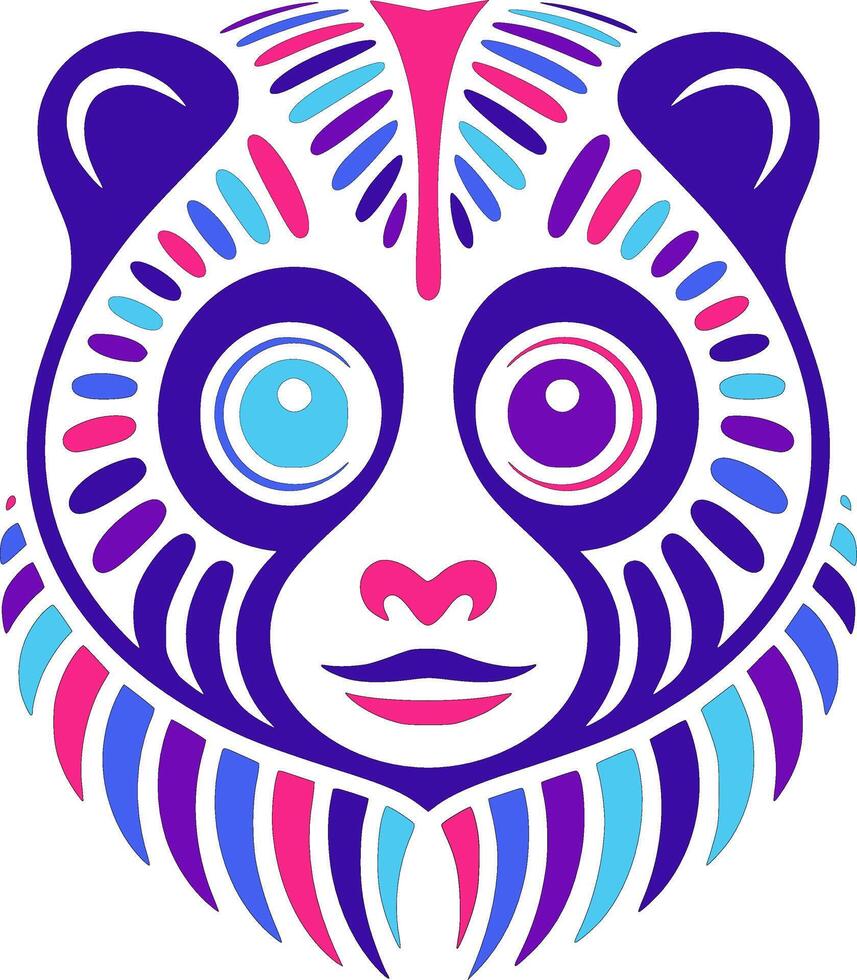 Fierce Tribal Slow Loris Face Design vector