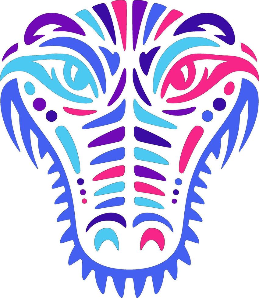 Mystical Stylized Tribal Crocodile Face Design vector