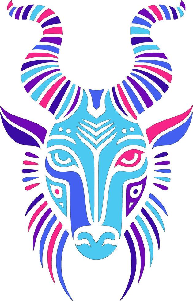 Iconic Stylized Tribal Markhor Face Design vector