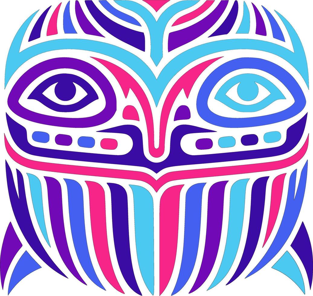Mystical Stylized Tribal Whale Face Design vector