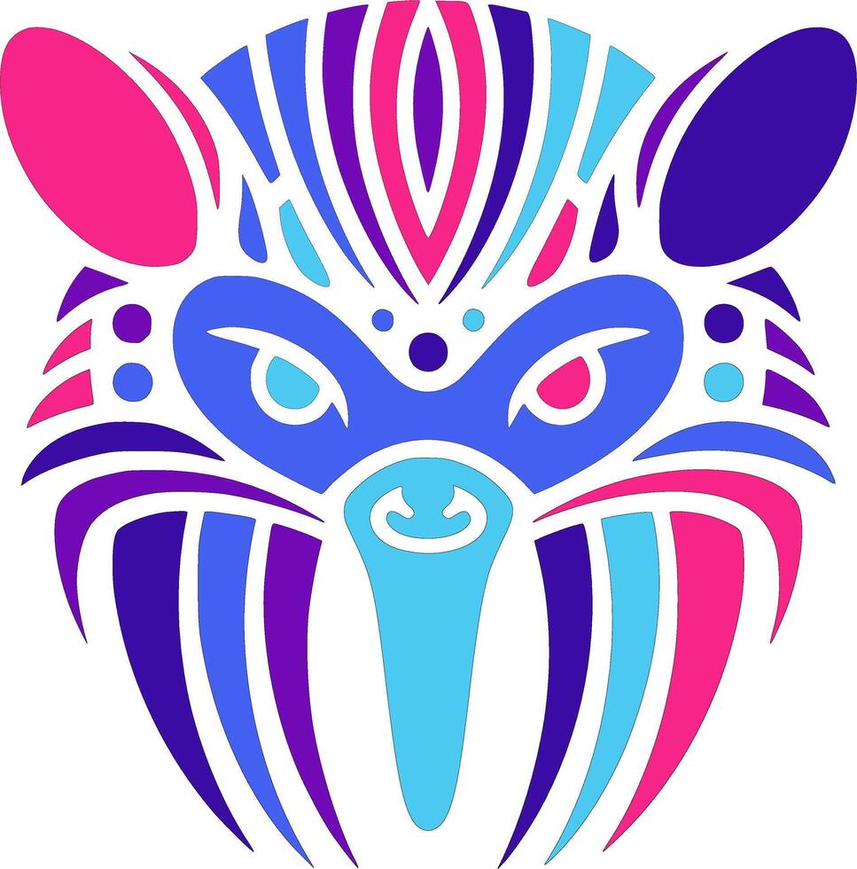 Mystical Stylized Tribal Echidna Face Design vector