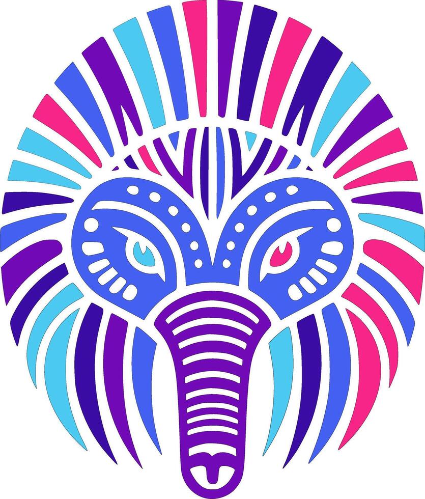 Iconic Stylized Tribal Echidna Face Design vector