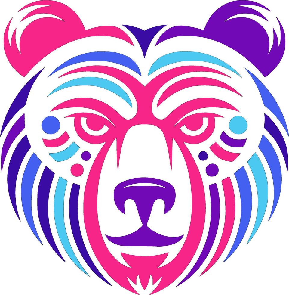 Neon Tribal Bear Design Art vector