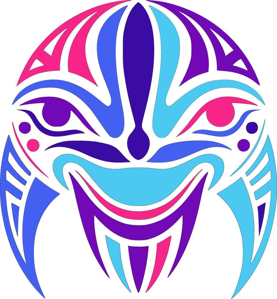 Mystical Stylized Tribal Dolphin Face Design vector
