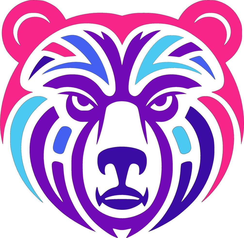 Neon Bear Head Tribal Logo Design vector