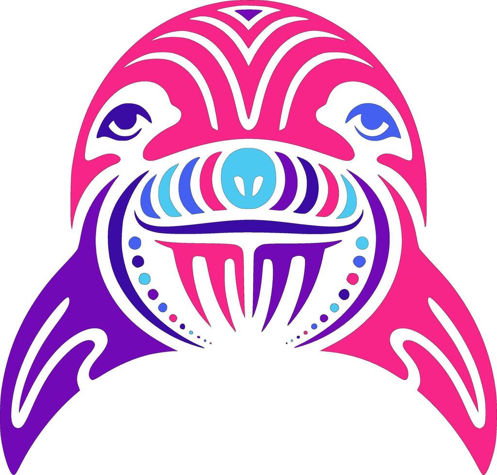 Ancient Stylized Tribal Orca Face Design vector