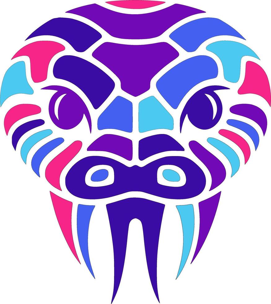 Sacred Tribal Coral Snake Face Design vector