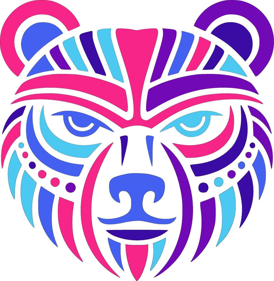 Abstract Neon Bear Head Design vector