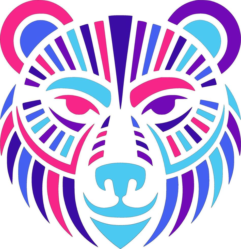 Abstract Neon Bear Head Design Art vector