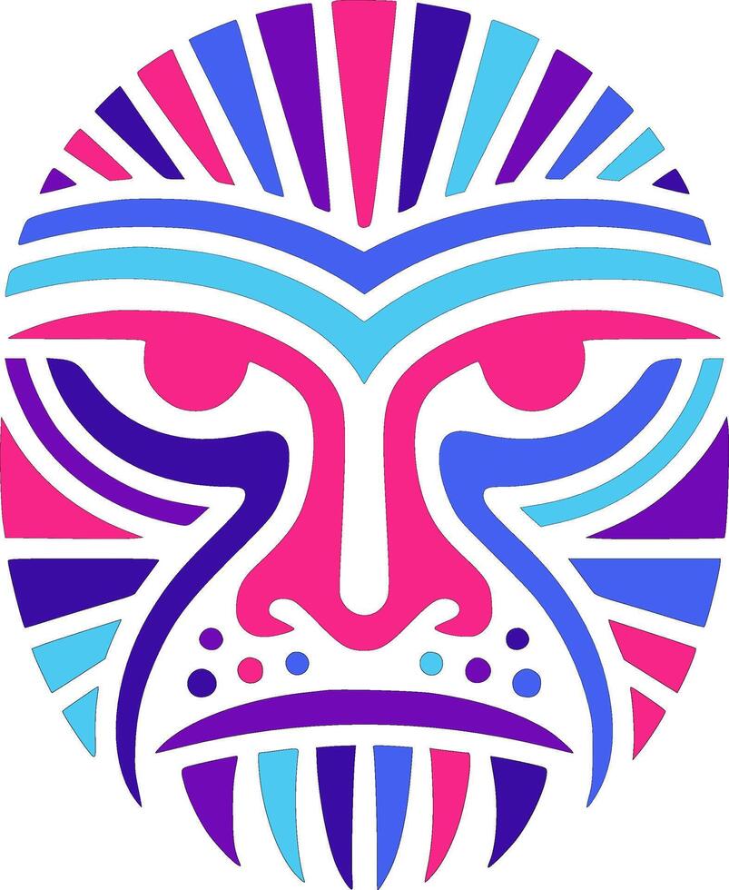 Iconic Stylized Tribal Seal Face Design vector