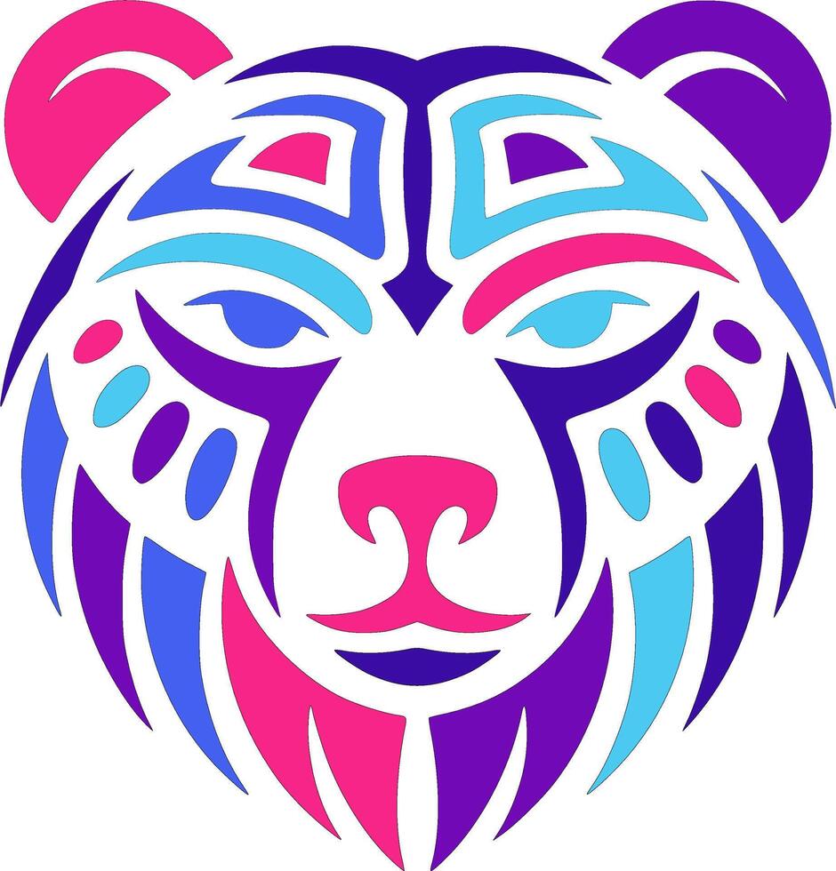 Neon Tribal Bear Head Logo vector