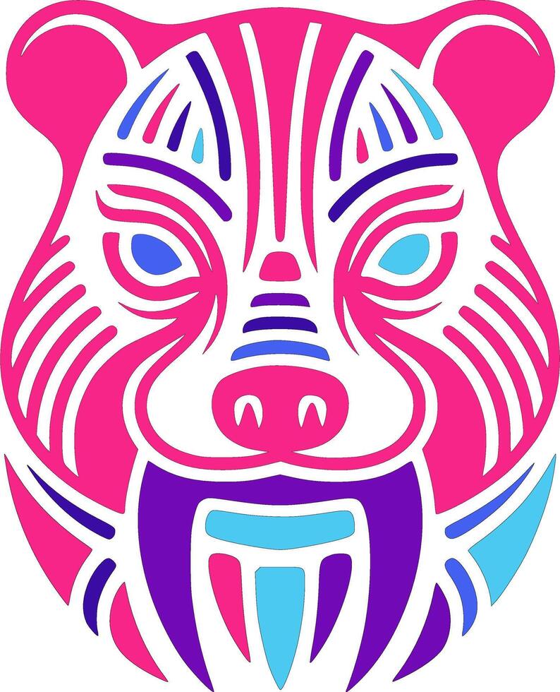 Iconic Tribal Rock Hyrax Face Design vector