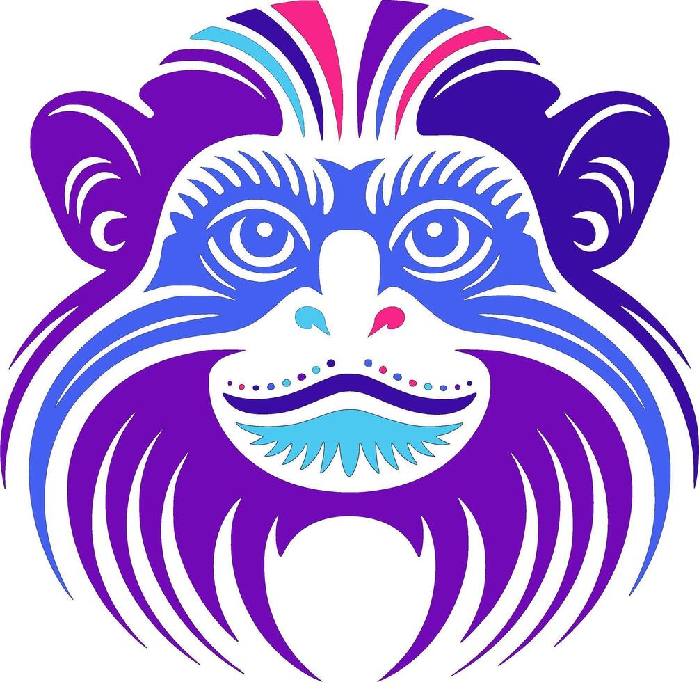 Tribal Emperor Tamarin Face Design vector