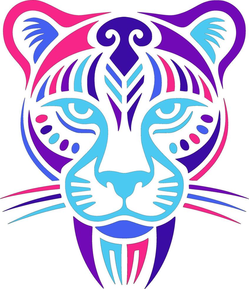 Neon Tribal Panther Head Design Art vector