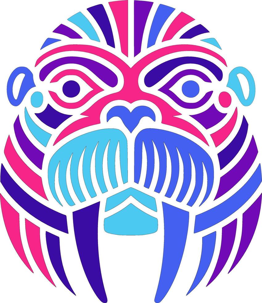 Stylized Tribal Walrus Face Design vector