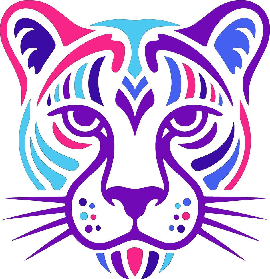 Neon Big Cat Head Art Design vector