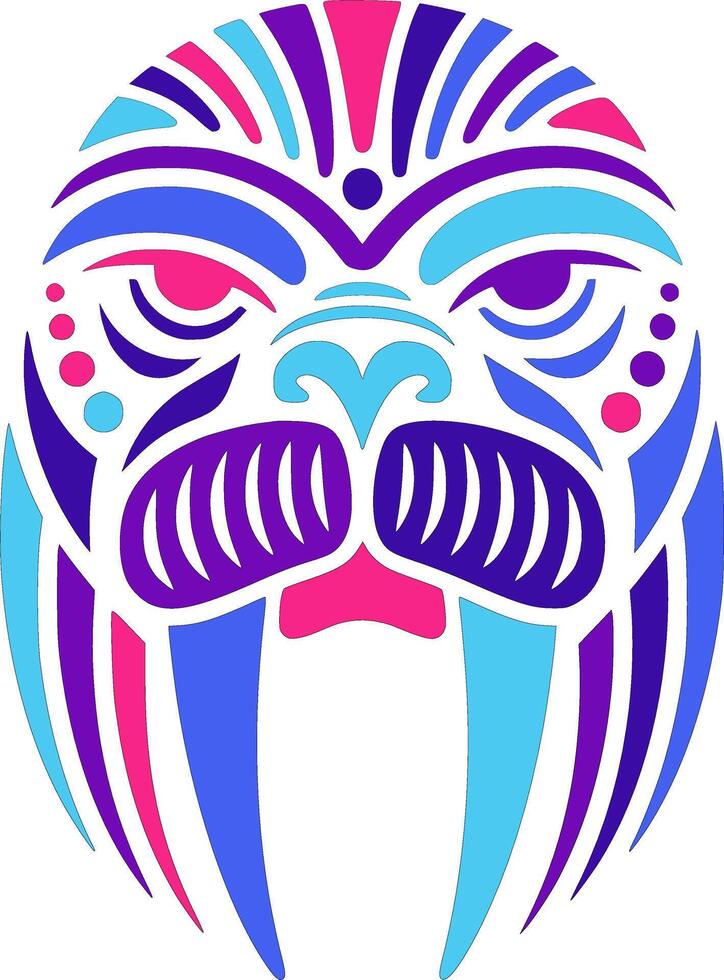 Mystical Stylized Tribal Walrus Face Design vector